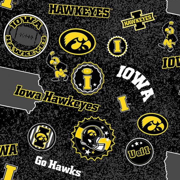 University of Iowa from Sykel Enterprises - Half Yard U of I Logos - Herky, Go Hawks, Hawkeyes, Iowa Football