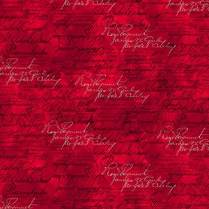 Sale 25% Off - French Country from Timeless Treasures - Half Yard Red Script Words