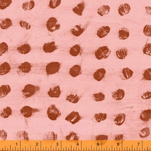 Sale - Fingerpaint from Random Thoughts by Marcia Derse for Windham Fabrics - 1/2 Yard of Brown Dots on Pink