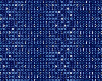 Studio E FabricsのDisco Tech - 1/2ヤードの青のバイナリーナンバー