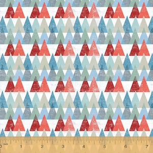Sale 25% Off - Sale - Across the USA from Windham Fabrics - Half Yard Modern Mountains Red, Blue, Green