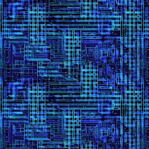Sale 25% Off - Disco Tech from Studio E Fabrics - 1/2 Yard Techno Maze Circuit Board Fabric