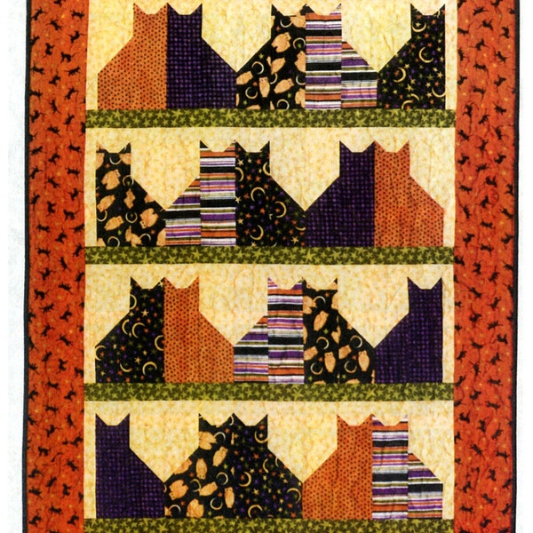 Cat City Quilt Pattern from Villa Rosa Designs - Instructions for 42" x 56" Cat Quilt - Postcard size Pattern