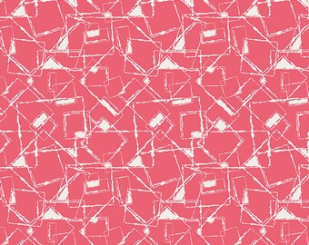Sale - Nouvelle from Art Gallery Fabrics - 1/2 Yard Dark Coral Modern Geometric