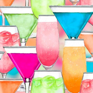 Sale - Mixology from 3 Wishes Fabrics - 1/2 Yard of Packed Drinks