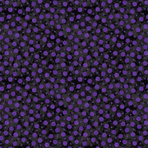Sale 25% Off - Frightful Night from Wilmington Prints - 1/2 Yard Purple Dots on Black - Halloween