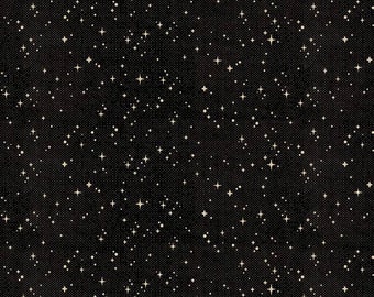 Retro Halloween from Clothworks - 1/2 Yard Cream Stars on Dotted Black