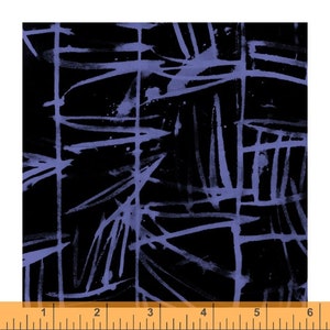 The Blue One by Marcia Derse for Windham Fabrics - Half Yard Purple Lines on Black