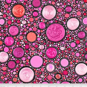 Sale - Mindful Mandalas from P&B Textiles - 1/2 Yard Pink Paint Pots - Modern Pink Dots