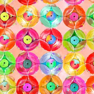 Sale - Rhythm & Hues from 3 Wishes Fabrics - 1/2 Yard Bright Records Vinyl