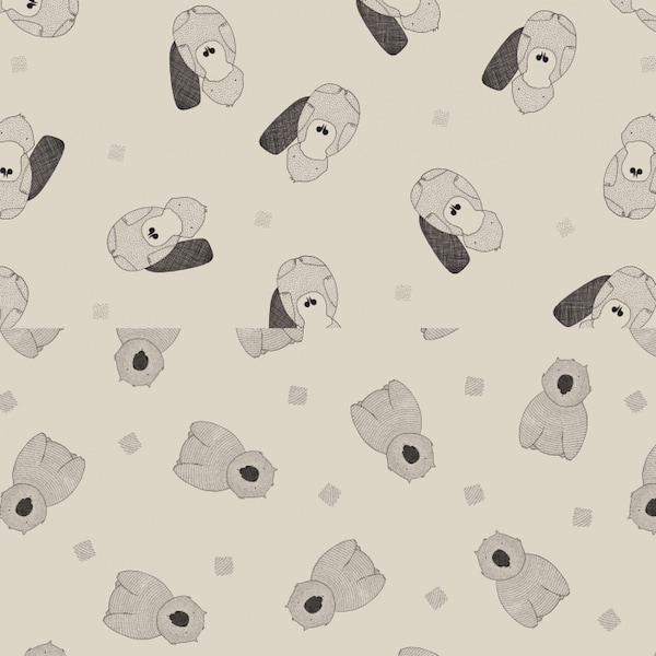 Joey Jelly Bean from Devonstone Fabrics - 1/2 Yard Half Platypus/Half Wombat - Black on Cream Australian Animals