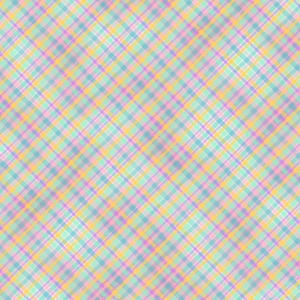 Sale - Spring Garden Gnomes from Benartex - 1/2 Yard Multi Spring Garden Plaid - Pastel Diagonal Plaid - Easter