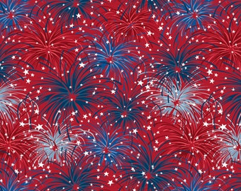 Liberty Lane from Wilmington Prints - 1/2 Yard Red/Blue Patriotic Fireworks