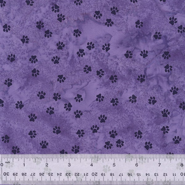 Cat Nap from Anthology Batik - 1/2 Yard Tired Paws Ultraviolet - Cat Paws on Purple Batik