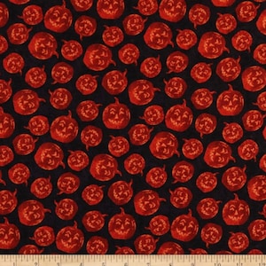 Sale - Frightful Night van Wilmington Prints - oranje jack-o-lanterns van 1/2 werf op zwart - Halloween
