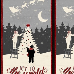 25% Off - Holiday in the Woods from Wilmington Prints - 23&quot; x44&quot; Panel Decorating Christmas Tree Gray Cream Red