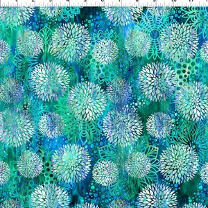 Sale 25% Off - Floragraphix V by Jason Yenter for In the Beginning Fabrics - 1/2 Yard Blue Modern Dahlias Flowers