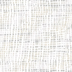 Puede incluir: Patrón abstracto con una cuadrícula de cuadrados irregulares y texturizados en blanco, beige y gris. El diseño tiene una apariencia dibujada a mano, similar a un mosaico, creando un fondo sutil y neutro.