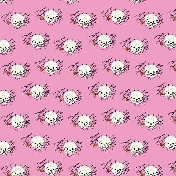 Sale - Honey Bunny by Charley Harper for Birch Fabrics - 1/2 Yard 100% Organic Cotton - Nurture Volume 2 - Rabbits on Pink