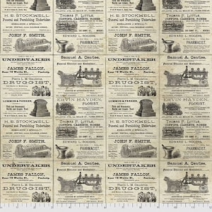 Regions Beyond by Tim Holtz for Free Spirit - 1/2 Yard Undertaker - Halloween - Newsprint Ads