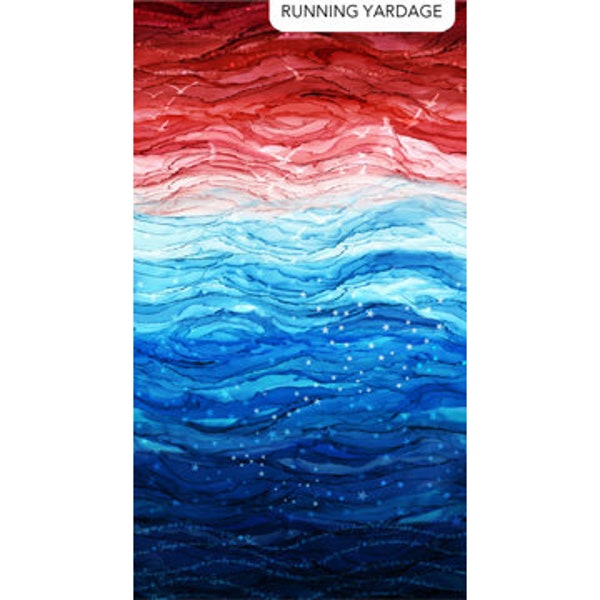 Patriot from Northcott Fabrics - 1/2 Yard Red, White, Blue Ombre with Words National Anthem