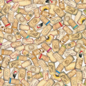 Robert Kaufman Fabrics の「Uncork and Unwind」 - 半ヤードの白ワインコルク