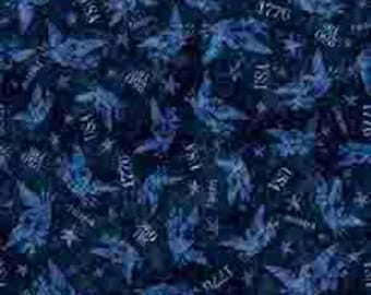 Coleção 1776 da QT Fabrics - 1/2 jarda de tecido com estampa tonal de águia americana - Azul - Patriótico, Dia da Independência, 4 de julho