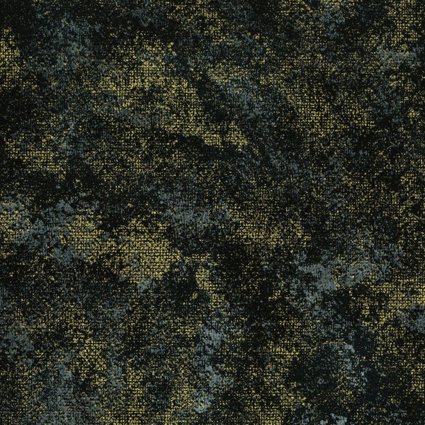 Shiny Objects Glitz and Glamour from RJR Fabrics - 1/2 Yard Onyx Rustic Shimmer with Gold Metallic - Modern Gold Black and Gray