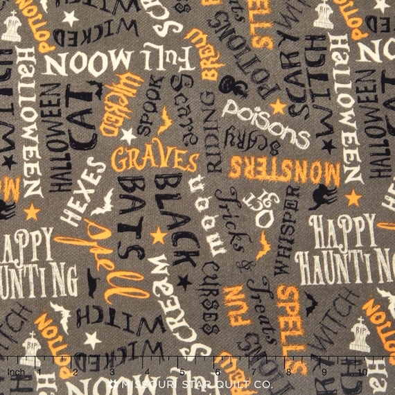 Yard Halloween Tomb Stone Graveyard Cotton Fabric Wilmington Come Sit A Spell
