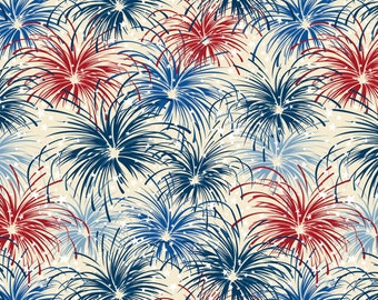 Liberty Lane from Wilmington Prints - 1/2 Yard Cream Patriotic Fireworks