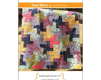 Motif vague de chaleur de Orange Dot Quilts - Lap quilt 63 "x 77" et Twin taille 63 "x 84"