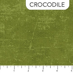 Sale - Crocodile from Canvas by Northcott - Half Yard Crocodile Distressed Canvas Green Blender - Color 75