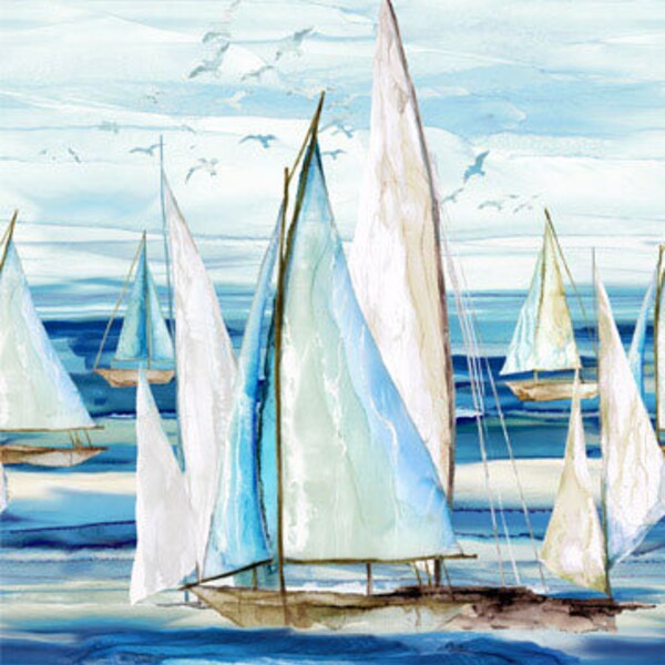 Sail Away from Northcott Fabrics - 35" x 44" Sailboat Panel