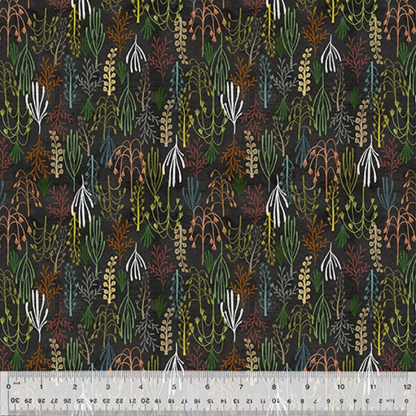 Age of the Dinosaurs from Windham Fabrics - 1/2 Yard Prehistoric Plants on Black