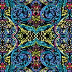 Sale - Curlique in Blue from the Heartscapes Line for Benartex - Half Yard Modern Curlique Swirls