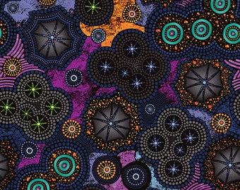 Sale 25% Off - Walkabout 2 from Paintbrush Studios - Half Yard Australian Design in Blue and Purple