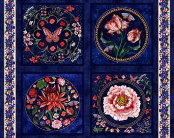 Cameo-Auftritt von Satin Moon Designs von Blank Quilting - 1 Yard Block-Panel - Florale Kissenblöcke