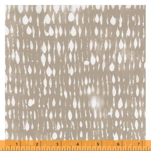 Sale - Rain from Random Thoughts by Marcia Derse for Windham Fabrics - 1/2 Yard Cloudstone Motif Light Grey Rain on Slate Grey