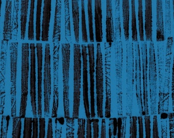 The Blue One by Marcia Derse for Windham Fabrics - Half Yard Black Bars on Blue