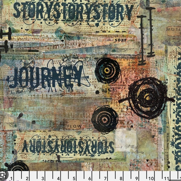 Storyboard by Seth Apter from Free Spirit Fabrics - 1/2 Yard Journey Cornfield - Distressed Modern Fabric