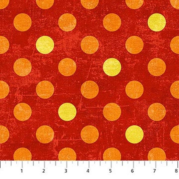 Spot On from Northcott Fabrics - Half Yard Polka Dots on Orange - Modern Dot Fabric