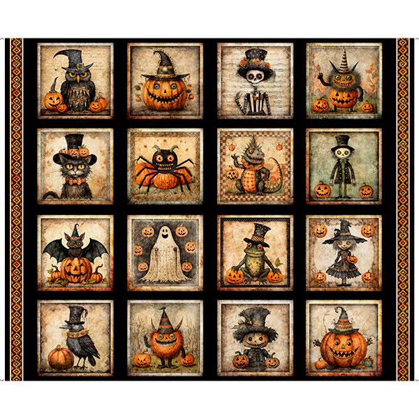 Jeepers Creepers from Quilting Treasures - Full Yard Panel with Cute Creepy Halloween Characters
