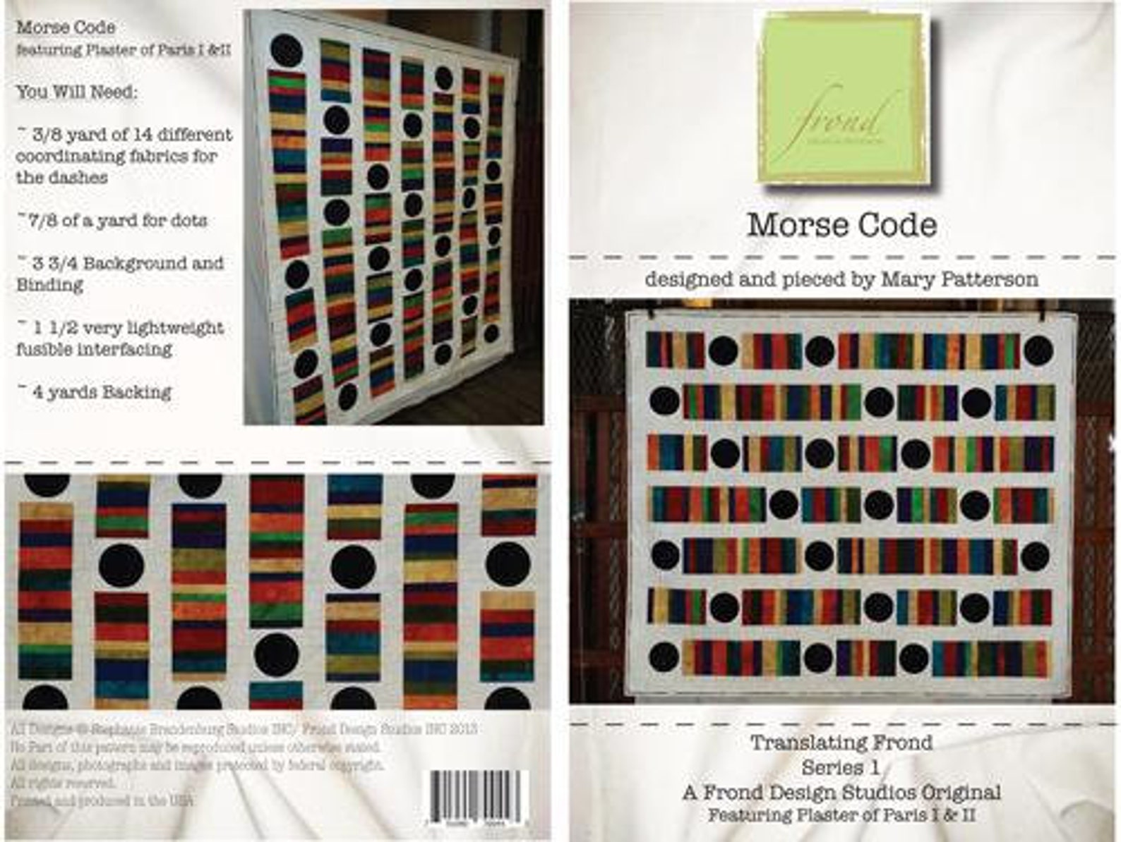 Morse Code Quilt Pattern by Mary Patterson for Frond Design Etsy