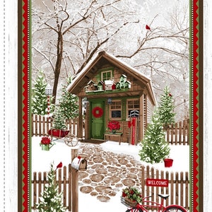 Sale - Holiday Happy Place from Henry Glass & Co - 24” x 44” She Shed Panel - Christmas Panel