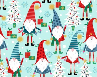 Michael Miller Green Garden Gnome Sweet Gnome Cotton Sewing Quilt Fabric