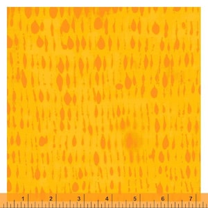 Sale - Rain from Random Thoughts by Marcia Derse for Windham Fabrics - 1/2 Yard Creamsicle Motif Orange Rain on Gold
