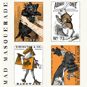 Uitverkoop - Mad Masquerade van Riley Blake - 23" Panel Trading Cards van Wecker Frisch