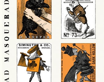 Sale - Mad Masquerade from Riley Blake - 23" Panel Trading Cards by Wecker Frisch