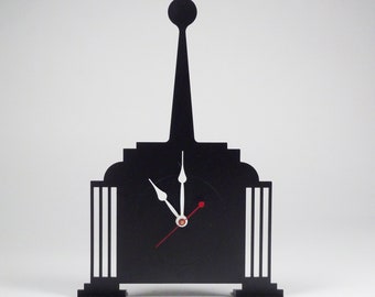 Clock - Laser Cut Steel - Art Deco Style - Black powder Finish