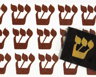 Shin - Judaica Symbols - gold decals for fused glass